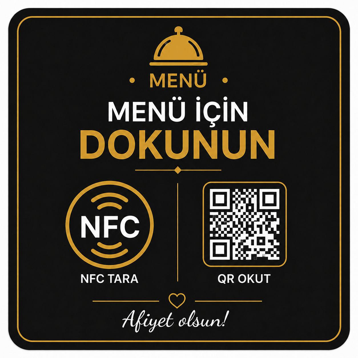 NFC Menü Siyah (10 x 10 cm)