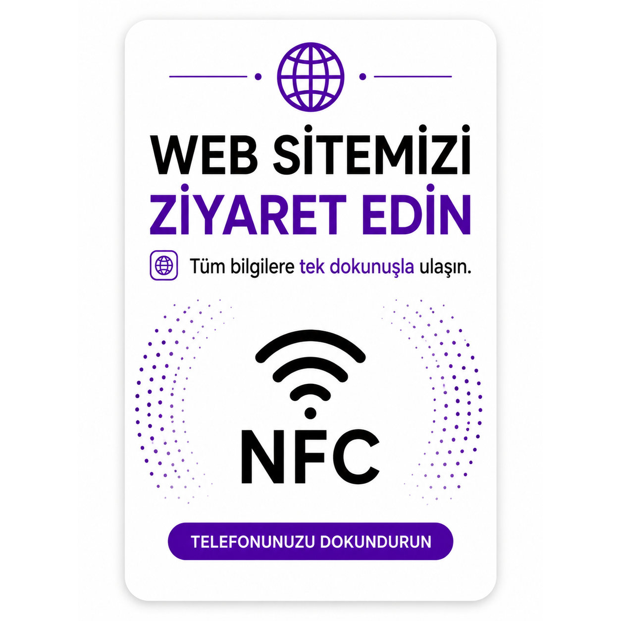 NFC Web Sitesi Yönlendirme Kartı (10 x 7.5 cm) (PVC)