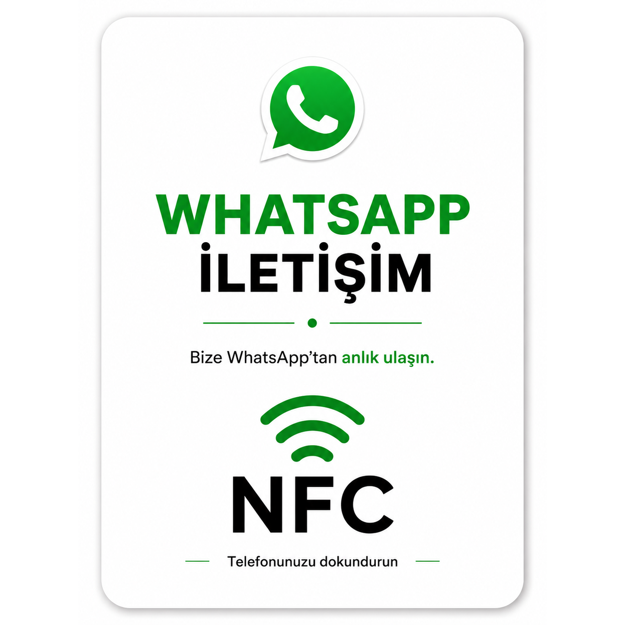 NFC WhatsApp İletişim Kartı (10 x 7.5 cm) (PVC)